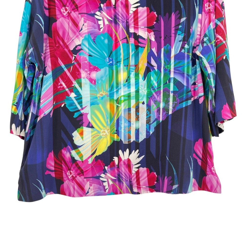 Soft Surroundings Mignon Top Size M Off-Shoulder Neck 3/4 Sleeve Violet Floral - Picture 10 of 15